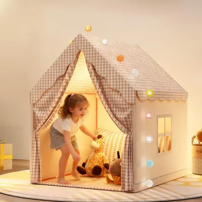 Image de Tente pour enfants, pour 3-4 enfants, avec fenêtres, gris-beige