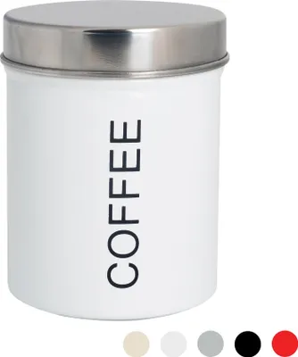Produktbild von Harbour Housewares Moderne Kaffeebehälter - Stahl Küche Lagerung Caddy mit Gummidichtung - Weiß