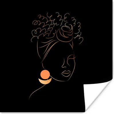 Produktbild von MuchoWow® Poster Frau - Gold - Strichzeichnung 50x50 cm - Wohnzimmerdekoration