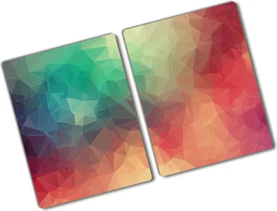 Produktbild von Tulup Glas Herdabdeckplatte - 2x40x52 cm - Glaskeramikkochfeld-Abdeckung Spritzschutz Glasabdeckplatte Kochplattenabdeckung und Schneidebrett - Zweiteilig - Kunst: modern & klassisch - Geometrische Figuren - Mehrfarbig