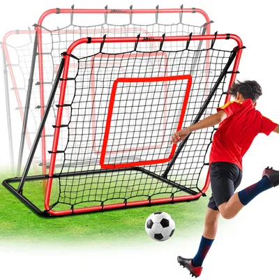 Imagen del producto de Red de rebote para fútbol, con 18 ángulos ajustables, de 119,4 x 119,4 cm (47 x 47,2 pulgadas), ideal para entrenar pases precisos