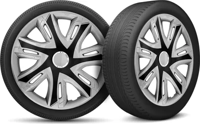 Produktbild von Auto Radkappen Radzierblenden 4er Set passend für alle Stahlfelgen - einstellbarer Sicherungsring - 15 Zoll - Schwarz Silber