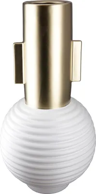 Zdjęcie produktu dla Gilde Vase, bauchig, "Cascade", Keramik, weiß, champagnerfarben, VE 1, H. 42 cm, D. 21 cm 32494 4063387324943