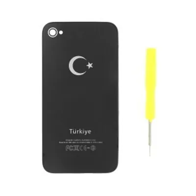Produktbild von für iPhone 4s Akkudeckel Backcover schwarz Türkeilogo Rückseite