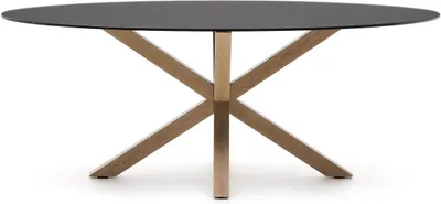 Produktbild von Tisch Argo 200 x 100 x 74 cm Glas Stahl Schwarz Holzoptik