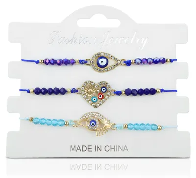 Produktbild von Geflochtenes Armband mit blauem Auge – drei Ausführungen