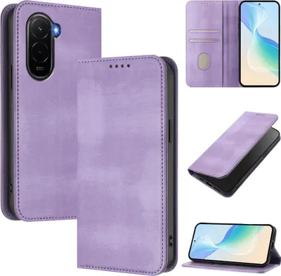 Immagine prodotto di Custodia per telefono cellulare per Xiaomi Poco M7 4G, vintage in pelle RFID protezione carta titolare stand funzione magnetica flip case viola