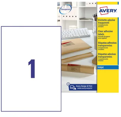 Productafbeelding van Avery J8567-25: Transparante etiketten voor printers