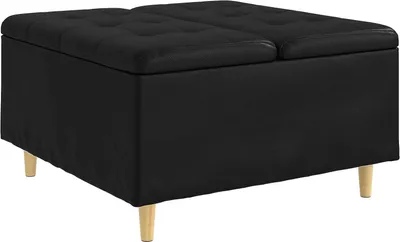 Obrázok produktu pre vidaXL Úložný taburet čierny, 80 x 80 x 45 cm, umelá koža