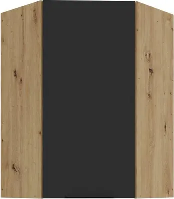Produktbild von Hoher Eckschrank LUNARA 1 – 60 x 60 cm, Schwarz/Eiche Artisan