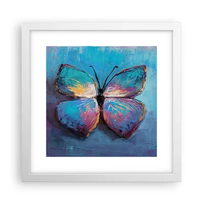 Produktbild von Gerahmtes Poster - Weißer Rahmen - Handschriftlich Schmetterling Blau - 30x30 cm - Wand Bild - Wanddeko - Wandbilder - Kunstposter - Wandposter - Bilderrahmen - Bilder - Kunstdruck - P2WAC30x30-4470