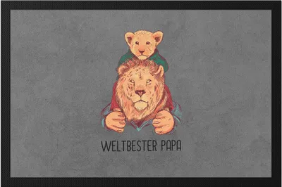 Produktbild von Weltbester Papa Fußmatte Spruch Löwenpapa Vatertag Geschenkidee Bester Papa Dad