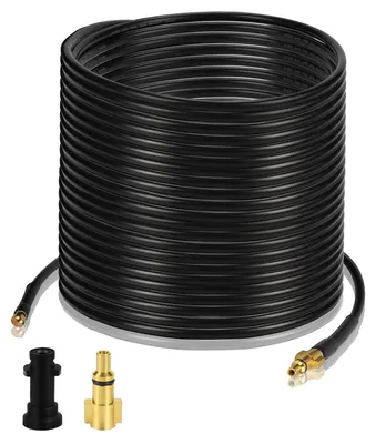 Image de Kit de tuyau de nettoyage de canalisations Vigevee, nettoyeur de canalisations de 30 mètres, 180 bars, accessoire pour nettoyeur haute pression avec adaptateur M22, 4 buses de rétrodirection, pour tuyaux d'évacuation et gouttières