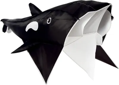 Obrázek produktu pro Jednošňůrový drak Wolkenstürmer Willi the Whale (černobílý), jednošňůrový drak - připravený k letu včetně cívky s provázkem a tašky
