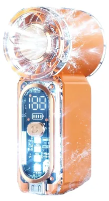 Imagen del producto de Ventilador de mano, 100 niveles de velocidad, batería de 2000 mAh, color naranja