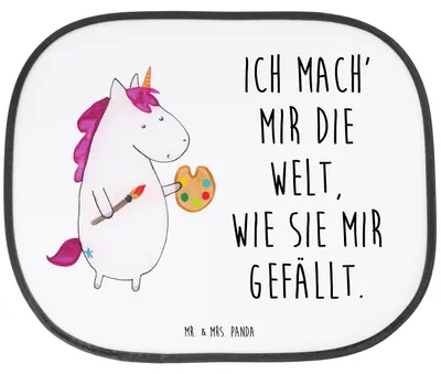Produktbild von Mr. & Mrs. Panda Sonnenschutz Auto Einhorn Künstler - Weiß - Geschenk, Zeichnen, Autosonnenschutz, für, Stift, Malen, Unicorn, Farbe, hitzeschutz, Welt, Sonnenblende