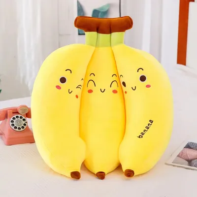 Produktbild von BANANE MASKOTTCHEN Plüschtier Kissen Kuscheltier Obst GROß XXL 50cm