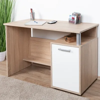 Produktbild von Schreibtisch Palpala 11, Farbe: Eiche Sonoma / Weiß - 75 x 115 x 56 cm (H x B x T)