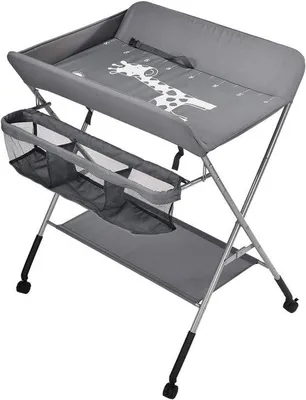 Productafbeelding van Luiertafel - Commode Verschoontafel - Babyverzorging - Inklapbaar en draagbaar - 82 x 38.5 cm - Donkergrijs
