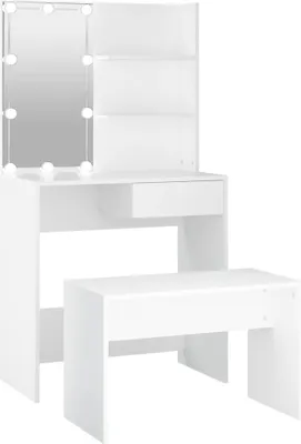 Obrázok produktu pre súprava toaletného stolíka vidaXL s LED bielym dreveným materiálom