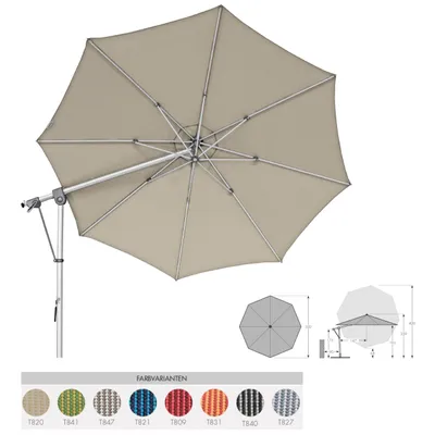 Produktbild von Doppler Expert 350 Pendelschirm Sonnenschirm 8 Farbvarianten Ampelschirm 438247 T827 Hellgrau