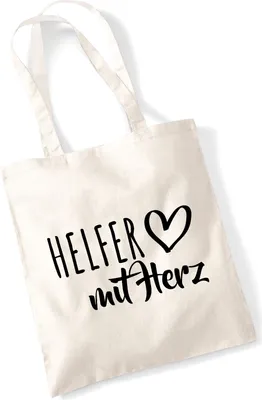 Produktbild von Huuraa Jutebeutel Helfer mit Herz 10 Liter Natural Baumwolle Tasche Geschenkidee