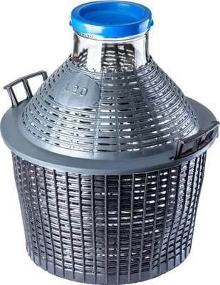 Obrázok produktu pre Sklenená demižóna – fermentačná demižóna 20 l – s plastovým košom – skrutkovacím uzáverom – na víno a mušt