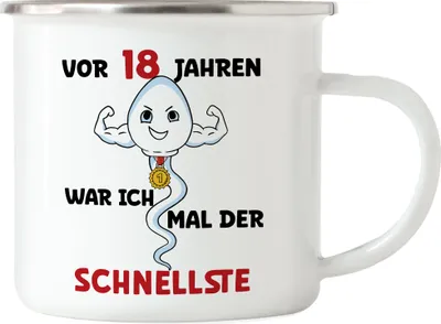 Produktbild von Vor 18 Jahren War Ich Mal Der Schnellste Emaille Tasse 18. Geburtstag Happy Birthday Geburtstagskind Geburtstagsparty