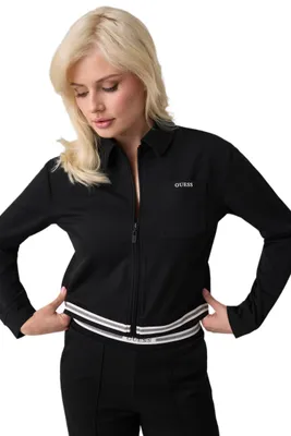 Imagen del producto de Chaqueta deportiva GUESS para mujer, con cremallera completa, modelo Goliarda, corte regular, color negro