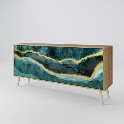 Produktbild von Spacerebels Kommode mit 3 Türen - Sideboard Komodenschrank - Highboard - Kleiderschrank Möbel - Wohnzimmer Schlafzimmer - 57,5×111×42 (HxBxT)