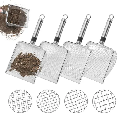Produktbild von Katzenstreuschaufel,4-teiliges Set Streulöffel,Edelstahl-Griffgeflecht,27.5*10*5CM,Verschiedene Größen