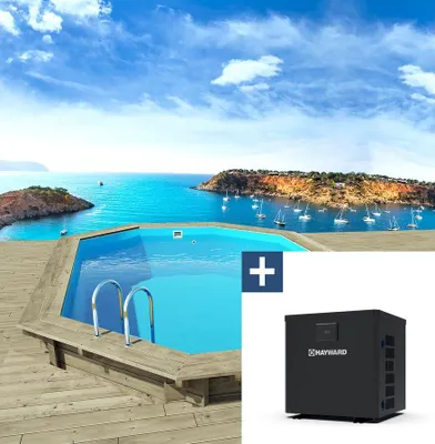 Image de Piscine bois " Seychelles  " - 4.00 x 3.00 x 1.20 m + Pompe à chaleur  3.5 kw/h