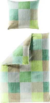 Produktbild von JACK by Bierbaum Linon Renforcé Bettwäsche 135x200cm 2 tlg. Quadrat Grün Grau Braun, Farbe:Grün
