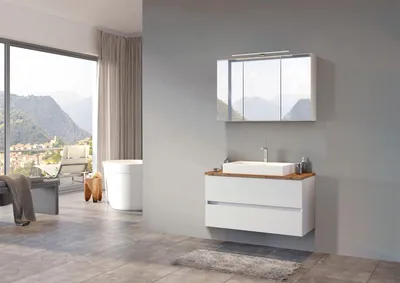 Produktbild von Waschtisch-Set >Pienza< in Matt Weiß aus MDF - 100x180x48cm (BxHxT)