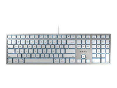 Obrázek produktu pro CHERRY KC 6000 SLIM FOR MAC, Plná velikost (100 %), Kabel, USB, QWERTY, Stříbrná