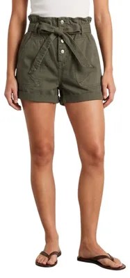 Produktbild von Zara Damen-Jeansshorts aus Baumwolle Khaki Paperbag XXS