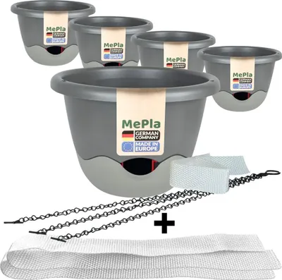 Produktbild von MePla - 5 Stück Ampel Mareta ø30 Anthrazit/Grau + 2 x Ersatzbewässerungsband