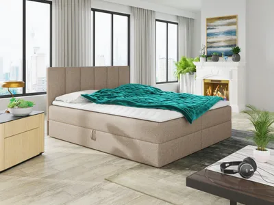 Produktbild von Boxspringbett Star mit Topper, Bonell-Matratze und 2 Bettkästen, Doppelbett, Polsterbett, Bett (Beige (Inari 22), 180 x 200 cm)