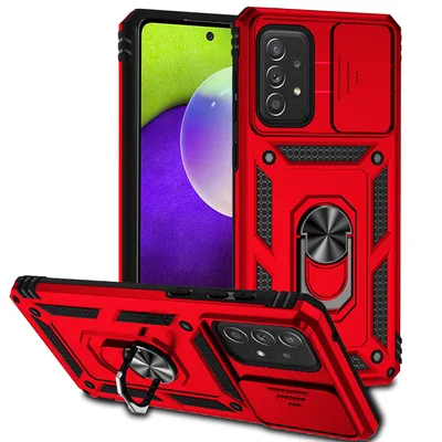 Obrázek produktu pro Pouzdro pro Samsung Galaxy A53 5G dvouvrstvé pouzdro s posuvným krytem kamery a prstencovým stojánkem červené