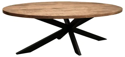 Produktbild von Massivholztisch Avola - oval 180 x 90 cm - Mangoholz - Gestell Kreuz-Form