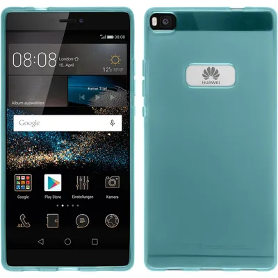Produktbild von PhoneNatic Case kompatibel mit Huawei P8 - türkis Silikon Hülle transparent + 2 Schutzfolien