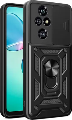 Immagine prodotto di Custodia per Honor 200 Pro, Custodia in TPU Bumper in silicone con supporto ad anello, protezione per la fotocamera Nero