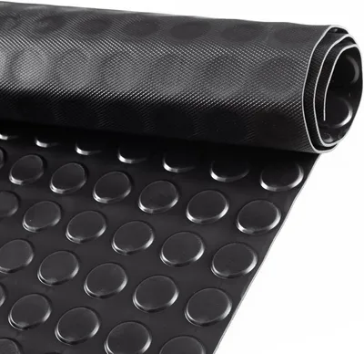Produktbild von Gummimatte Meterware Noppenmatte 3mm als Bodenbelag für Werkstatt und Garage, rutschfest und geruchsarm, 200 x 140 cm, Schwarz