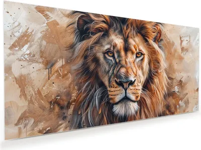Produktbild von Glasbild 100x50cm in XXL für Wohnzimmer, Schlafzimmer Motiv Löwe Porträt