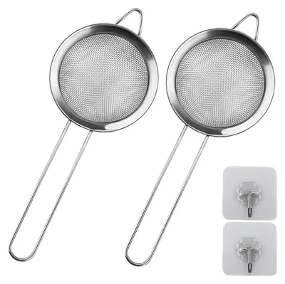 2er-Set Edelstahl-Feinsiebe 8 cm mit Haken