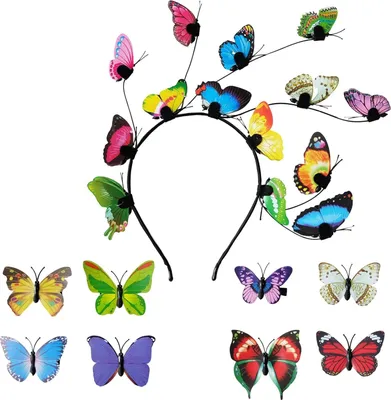 Produktbild von Hoshisea 9 Stücke 3D Schmetterling Party Haaraccessoires, Bunte Schmetterling Haarband, Schmetterling Kopfschmuck Haarreifen, für Schmetterling Cosplay, Braut Schmetterling Haarband