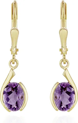 Produktbild von Paar Träne Brisur Ohrhänger 333 Gelb Gold 8 Karat 12x6mm echt Amethyst Ohrringe