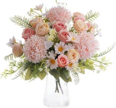 Produktbild von Kunstblumen Kunstboeket Kunstrosen - Kunstzonnebloemen Bruiloft Deko - Kunstblumen Tischzentrum - Kunstrosen Kunstblumen Set