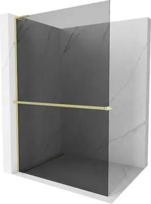 Produktbild von Mexen Kioto+ L Duschwand mit Regal Walk-in 70 x 200 cm, graphit, gebürstetes Gold - 800-070-123-55-40