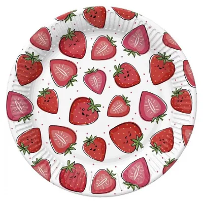 Obrázek produktu pro Ovoce – jahody, papírové talíře, sada 8 ks, 22,7 cm